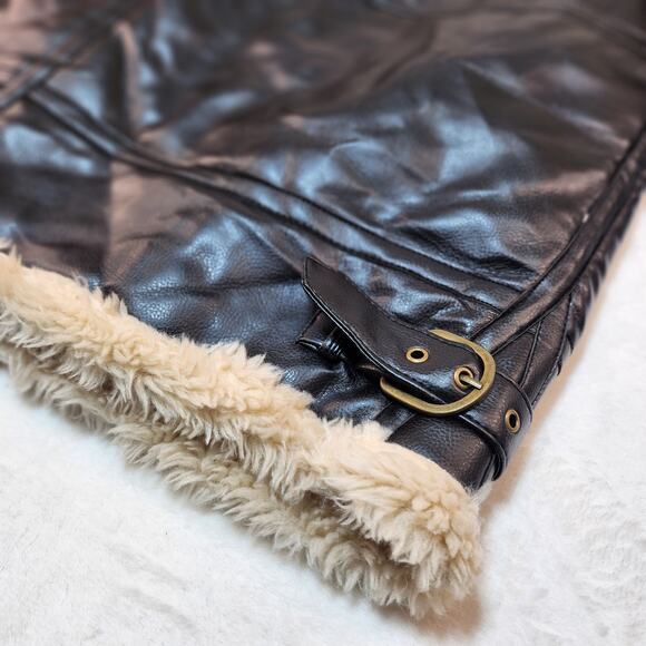 B3 Pilot Aviator Bomber Jacket Mens 2XL Black Faux Shearling Faux Leather Zip - Picture 12 of 16